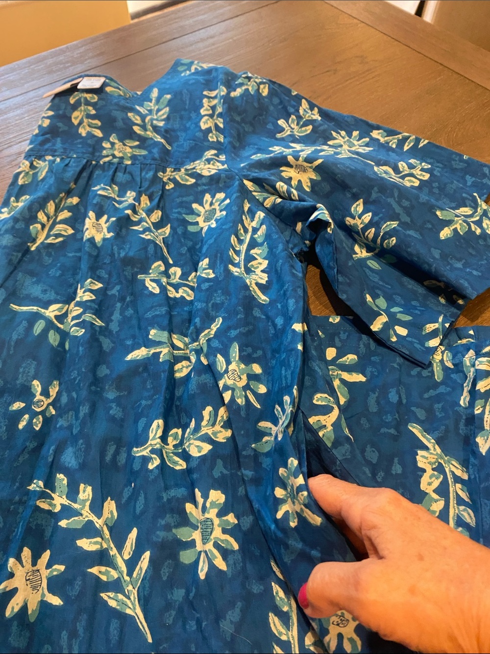 The Vermont Country Store Blue Floral Print Cotton Dress - Picture 11 of 11